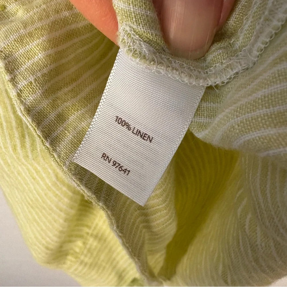 J. Jill Love Linen Lime Green 3/4 Sleeve Popover Blouse - Picture 7 of 7